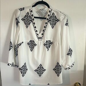 SHEIN Ivory Top with Black Tribal Design